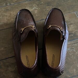 Men’s loafers from Saks 5th Ave. Size 11.5. Brown textured w/ gold. Never worn.